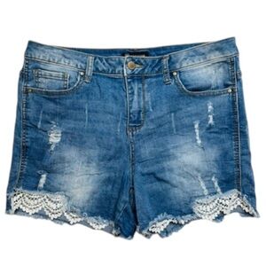 Versona Blue Jean Shorts with Lace Detail